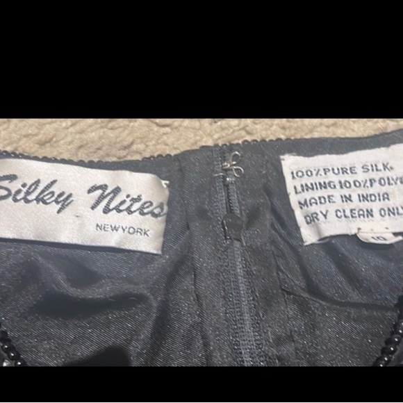 Vintage 90's Black Silk Beaded Sequined Cocktail Party Dress size 10 M L - Picture 7 of 7